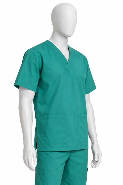 Ambo verde quirúrgico de cuello en V con bolsillos